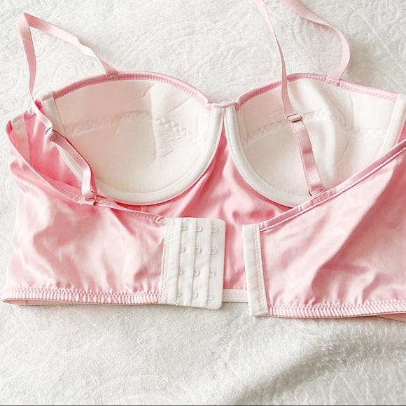 Pink Satin Cropped Bustier Top - Picture 5 of 9